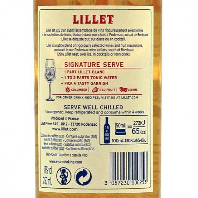Lillet Blanc Aperitif 0,75 L 17% vol